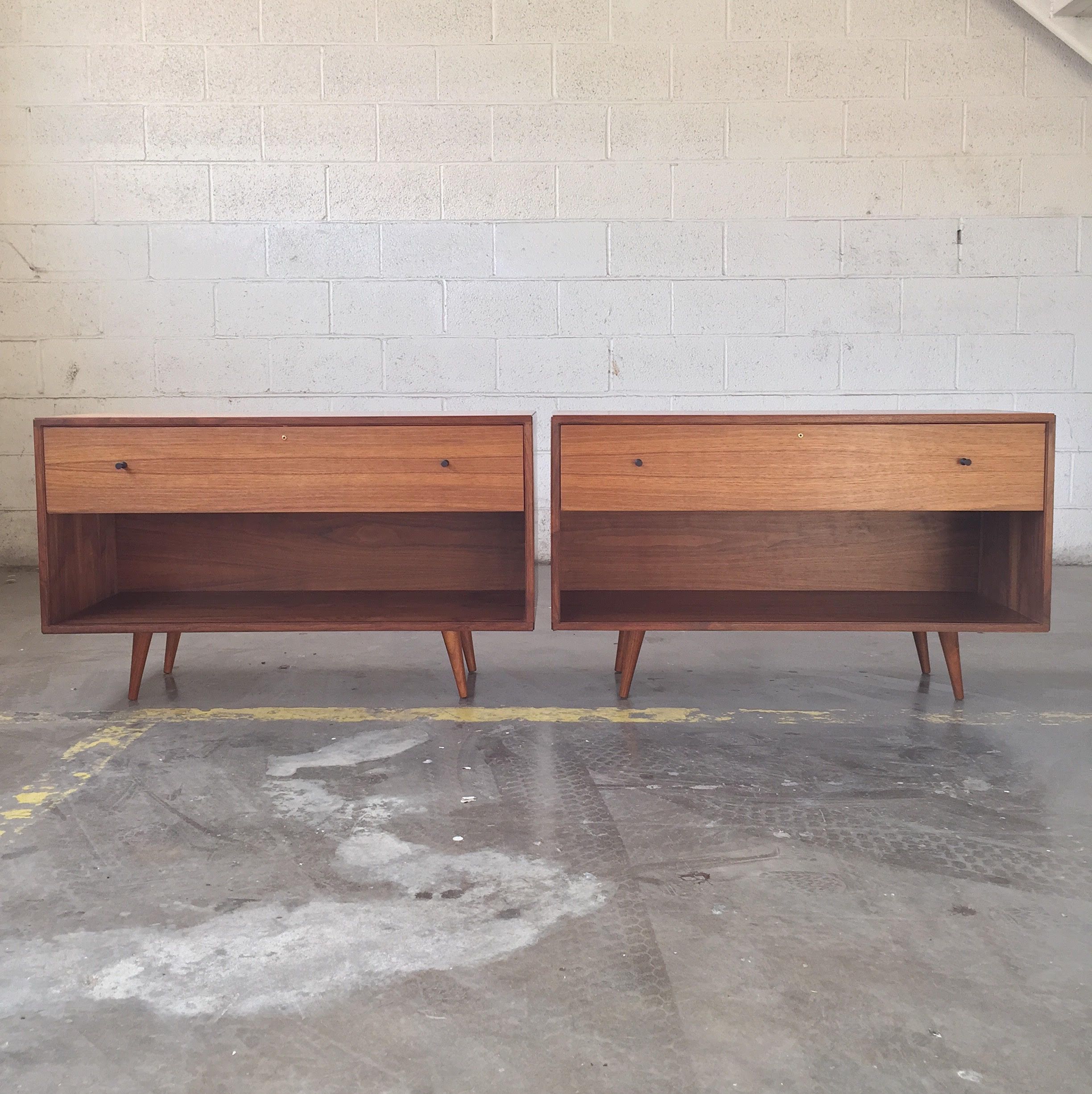 Buy Hand Crafted Mid Century Modern Style Bedside Table In Walnut, made