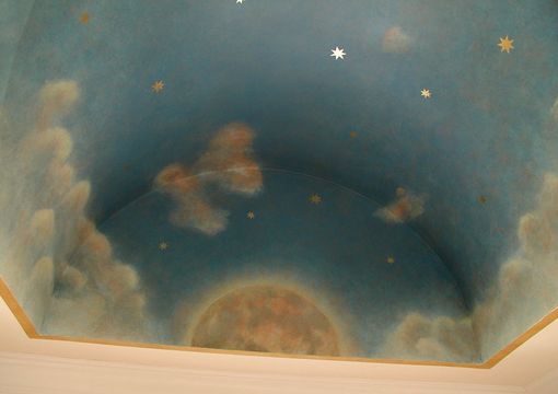 Custom Made Sky Mural With Gold Leaf Stars By Visionary Mural Co.