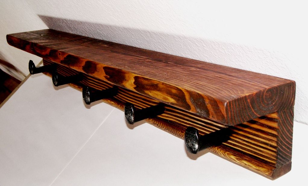 Custom Railroad Spike Coat Rack, Reclaimed Rustic Hook Wood Coat Rack