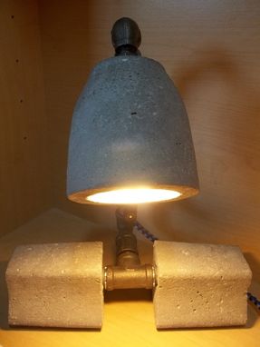 Custom Made Minimalist Industrial Upcycled Repurposed Concrete And Iron Table Or Desk Lamp