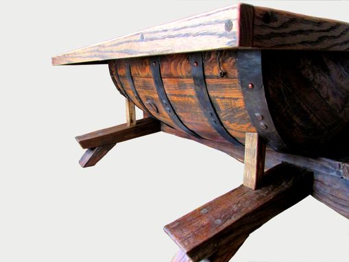 Custom Made Rustic Barrel Coffee Table With The Lifted Top