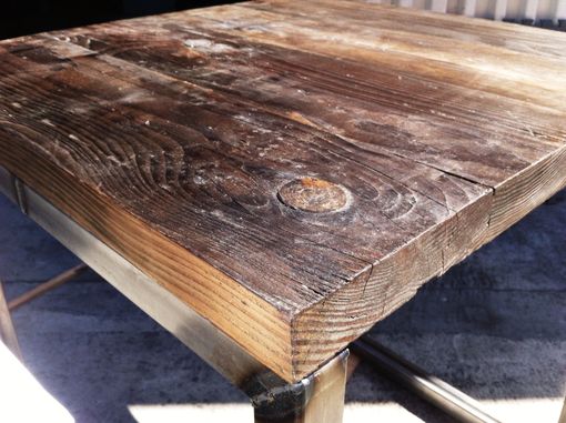 Custom Made Reclaimed Douglas Fir Table With Steel Base Tables