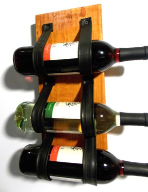 Custom Made Wine Rack, Wall Mounted Upcycled. Made From  Recycled Reclaimed Wood, Bike Tire Tubes