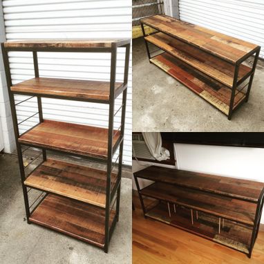 Custom Made Port Rustic Reclaimed Wood And Steel Shelves