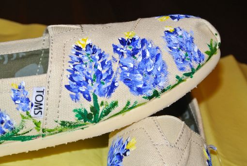 Custom Made Custom Painted Toms Shoes With Bluebonnets