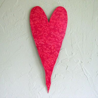 Custom Made Handmade Upcycled Metal Valentine's Heart Wall Decor In Coral Magenta