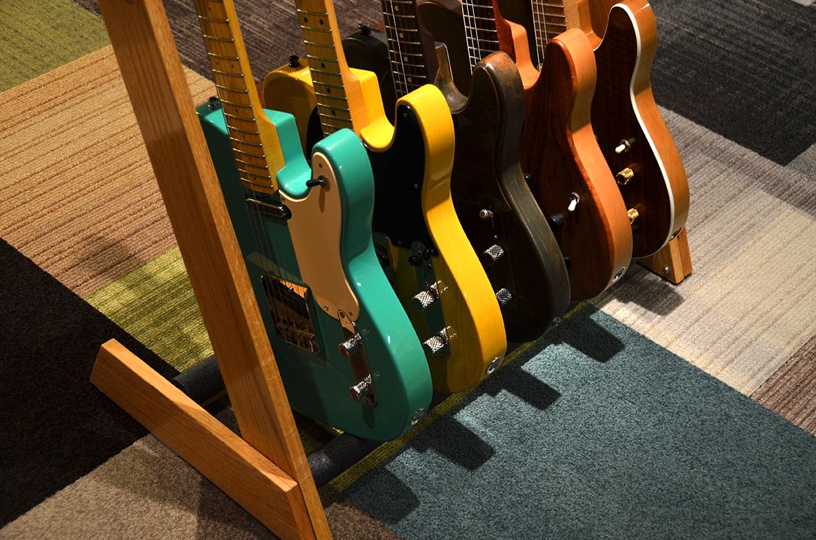 Buy Handmade Red Oak 5 Space Folding Electric Guitar Stand, made to