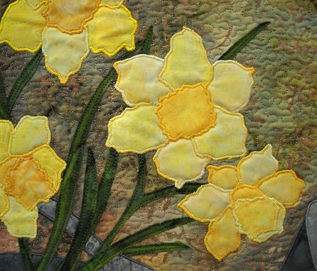 Custom Made Daffodils & Primroses Art Quilt