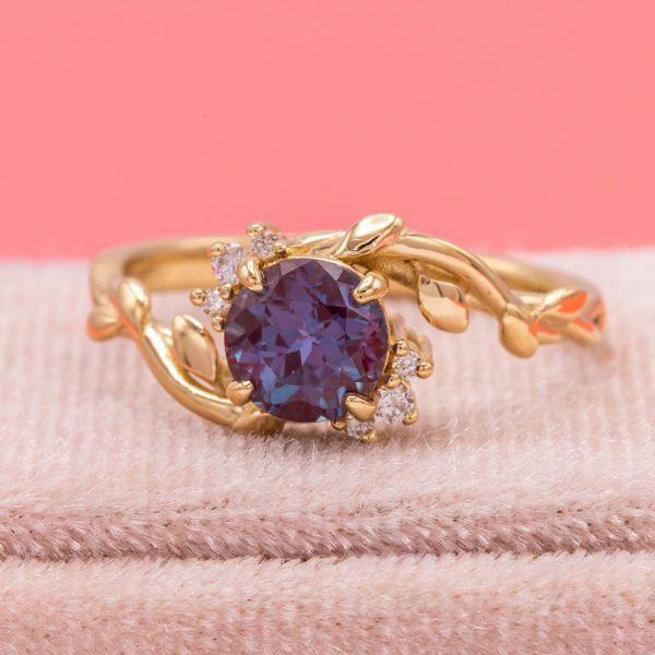 This alexandrite appears deep blue in some areas and a royal purple in others.