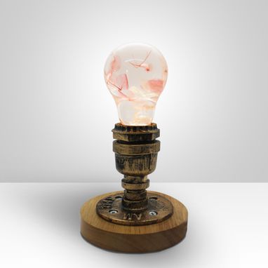 Custom Made Ep Light Handmade Art Fixtures Light, Table Lamp, Led Lightings - Pink Hydrangea