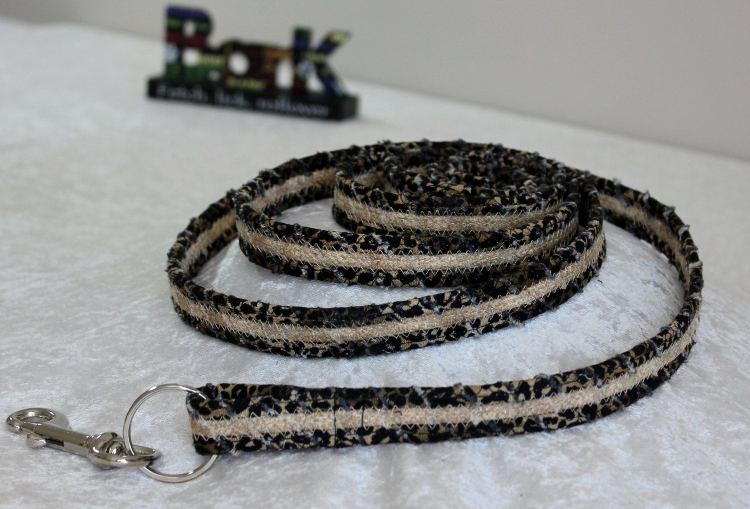 Custom Dog Leash. Fabric Wrapped Clothesline. Medium Sized Dog by