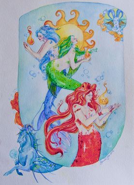 Custom Made Astrological Sign In Art Nouveau Style Watercolor Painting