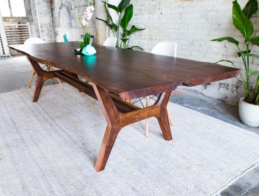 Custom Made Claro Walnut + Copper Live Edge Midcentury Modern Dining Table: The April Live Edge