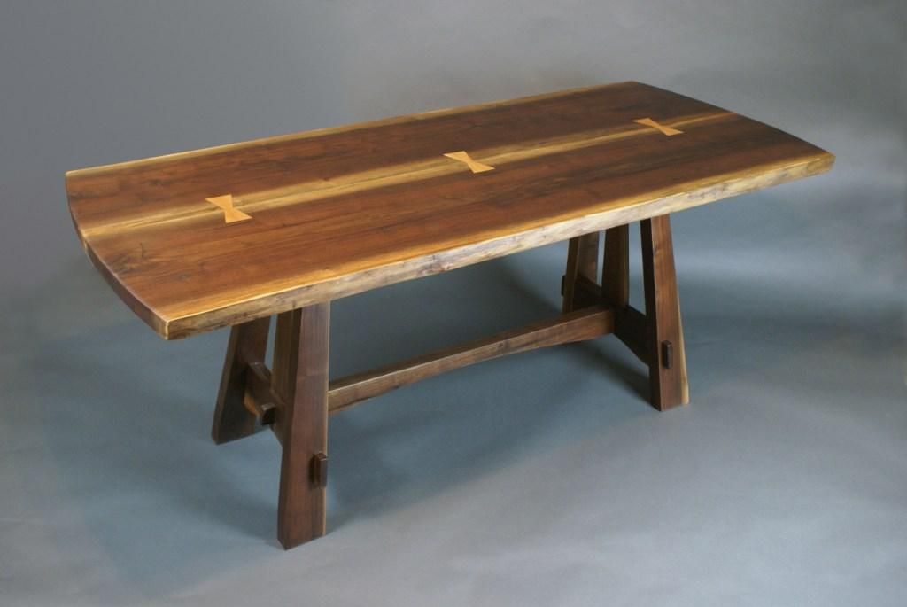Modified Craftsman Walnut Table, Black Walnut Table Top Live Edge