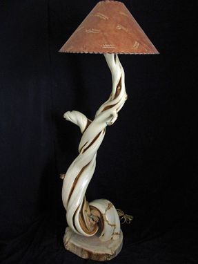 Custom Made Floor Lamp Twisted Juniper Wood With Malachite Inlay