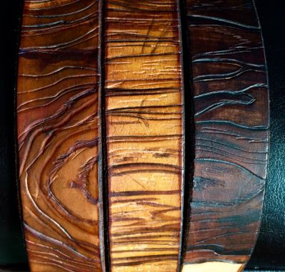 Custom Made Wood Grain Leather Belts