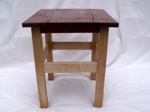 Custom Made End Table Of Walnut, Wild Cherry, And Flame Maple
