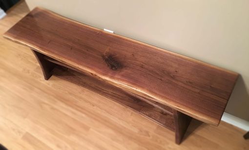 Handmade Black Walnut Live Edge Bench With Shoe Storage By Great
