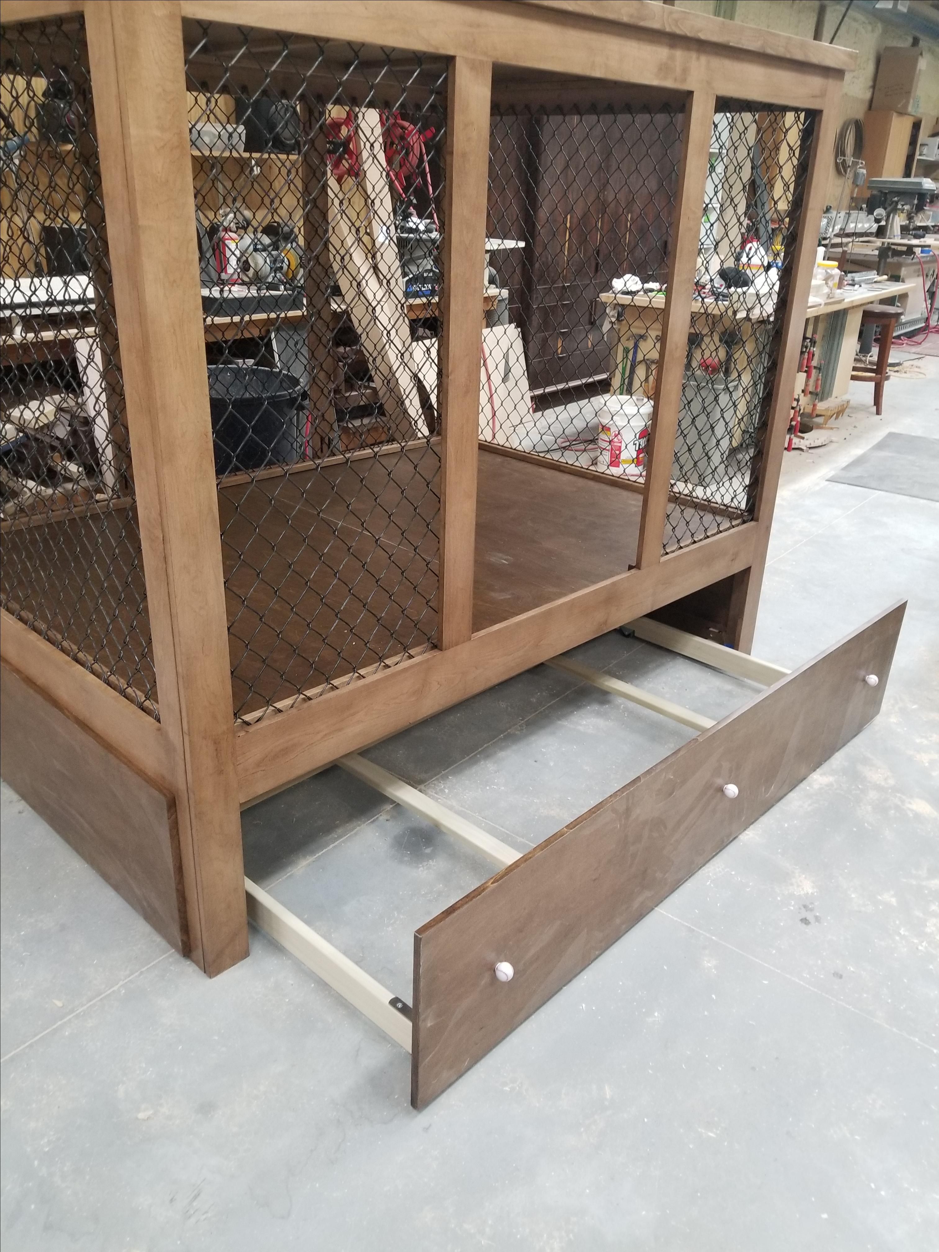 Handmade Baseball Themed Kids Bed. Baseball Dugout And Trundle by Kirk