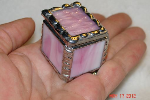 Custom Made 1 X 1 X 1 Tiny Ring Stained Glass Box In Creamy Pink And White