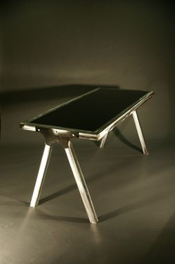 Custom Made Custom Steel Desk With Wooden Inlay Top // (Min. Shipping $450+)