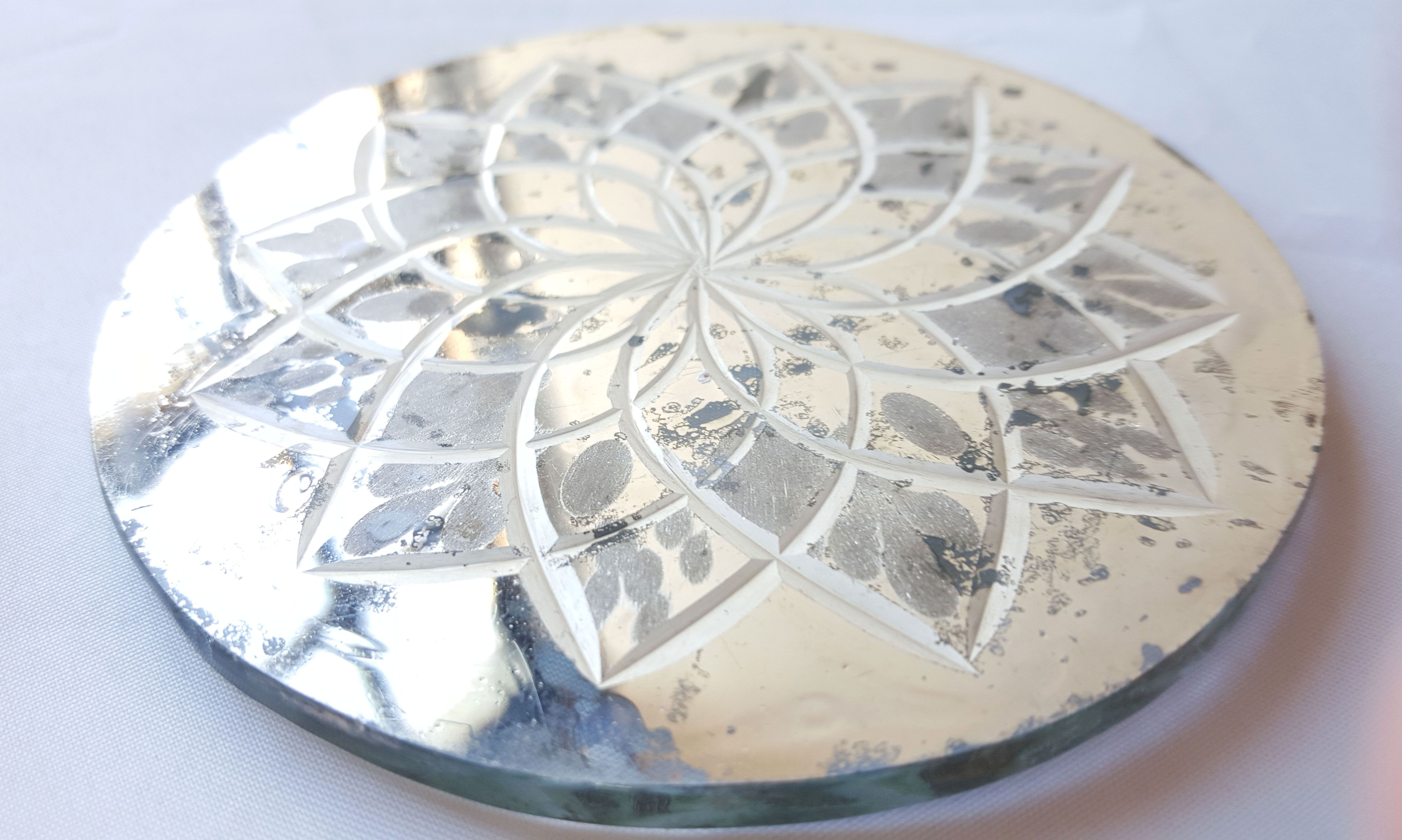 Hand Crafted Etched Recycled Glass Coaster Set by Hammers And Heels