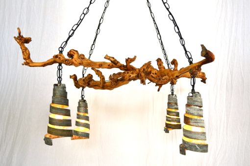 Custom Made Grapevine Wine Barrel Ring Chandelier - Dolcetto - Made From Retired California Grapevines