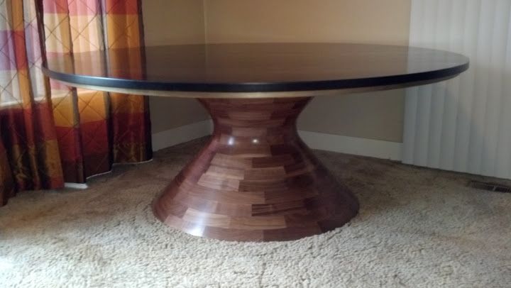 Hand Made Round Walnut Table Base 78, Round Walnut Table Top