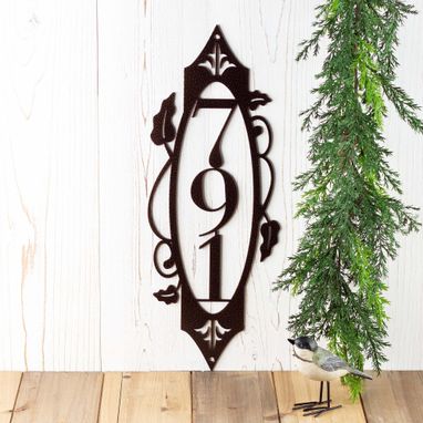 Custom Made Vertical Outdoor House Number Metal Sign, Address Plaque, Signage, House Sig
