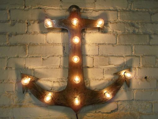 Custom Made On Sale Anchor Lighted Metal Marble Rust Finish Light Fixture
