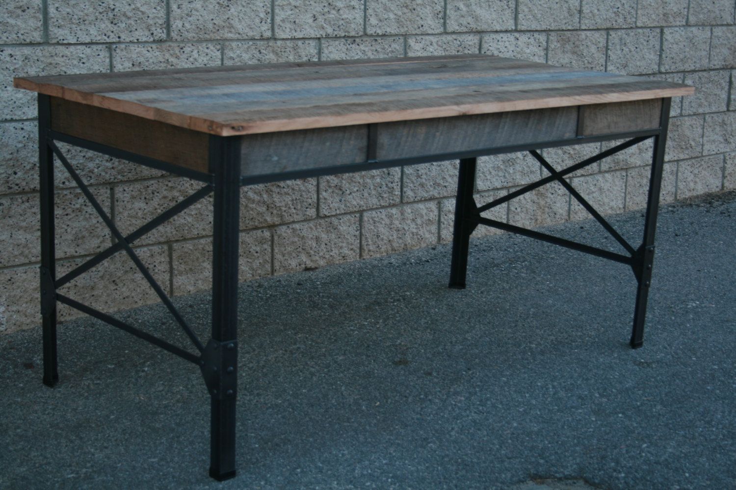 Buy Handmade Wood Desk W/ Drawers. Industrial Office Desk W/ Storage