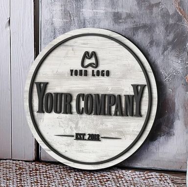 Custom Made Personalized Wooden Logo Sign, Wooden Round Sign
