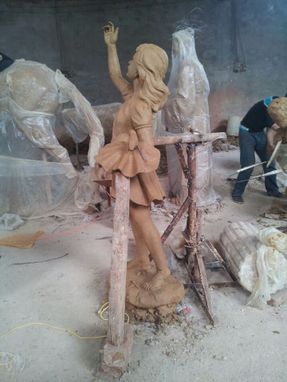 Custom Made Girl W/ Birds Bronze Statue