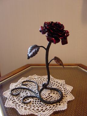 Custom Made Hand Forged Metal Rose Sculpture