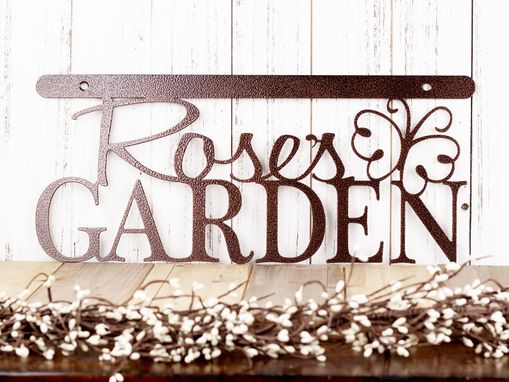 Custom Made Personalized Garden Metal Name Sign, Hanging, Butterfly - Copper Vein Shown