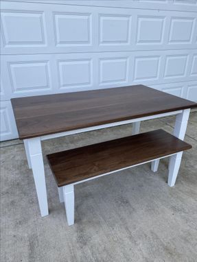 Custom Made Walnut Table And Bench