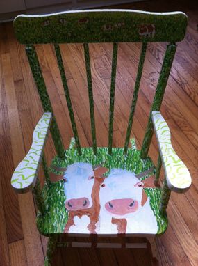Custom Made Two Cows Rocking Chair