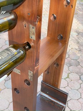 Custom Made Recycled H Beam Metal And Cedar Wood Wine Bottle Holders