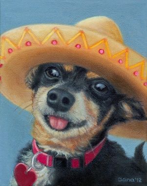 Custom Made Mexican Dog Magnet - Chihuahua And Min Pin Mix - Dog Art - Refrigerator Or Locker Art