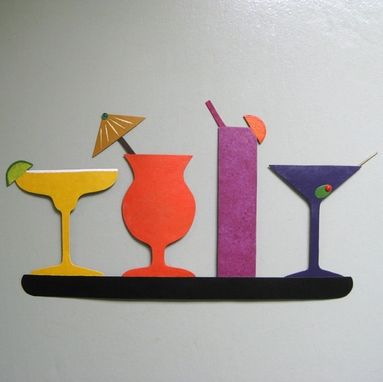 Custom Made Metal Art Sculpture Martini Kitchen Art Upcycled Metal Wall Bar Dining Room Cocktails