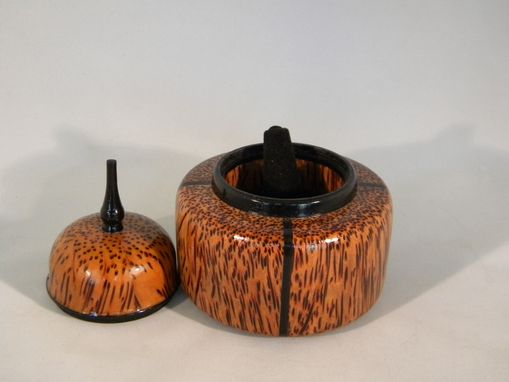 Custom Made Palm Wood And Gabon Ebony Single Ring Box Asian Influence