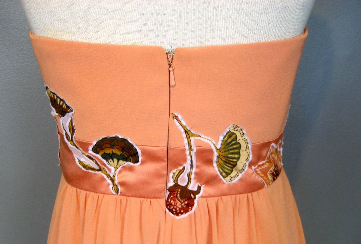 Custom Made Daisy Upcycled Orange Floral Prom Dress Or Alternative Wedding Dress by BlueEyed