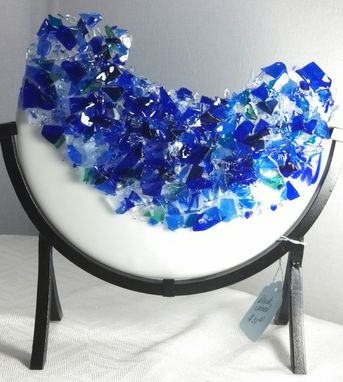 Custom Made Blue Crescent Moon In Stand