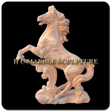 Custom Made Life Size Rearing Horse Sculpture On Base