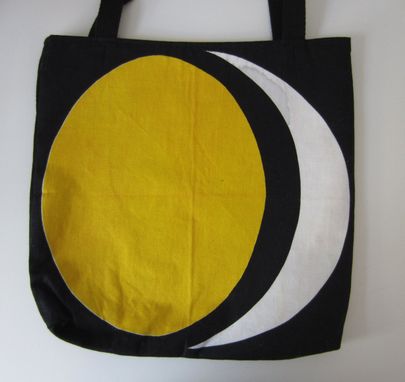 Custom Made Upcycled Tote Bag Made From Vintage Napkins With A Moon Design