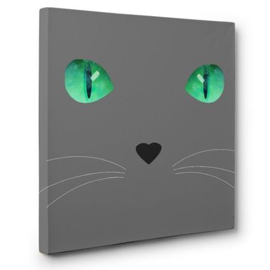 Custom Made Cute Fur Cat Blue Eyed Canvas Wall Art