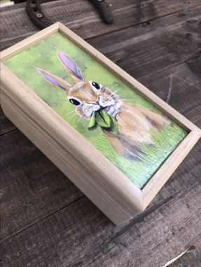 Custom Made Handpainted Bunny With A Mouthful Small Box
