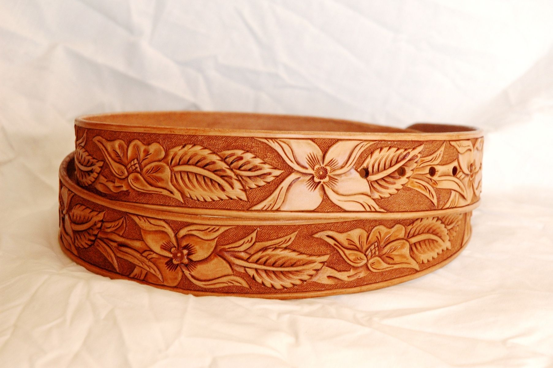 Hand Made Custom Hand Tooled Leather Belt by Lone Tree Leather Works