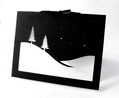 Buy a Custom Made Cut Paper Snow Scene Christmas Silhouette Greeting