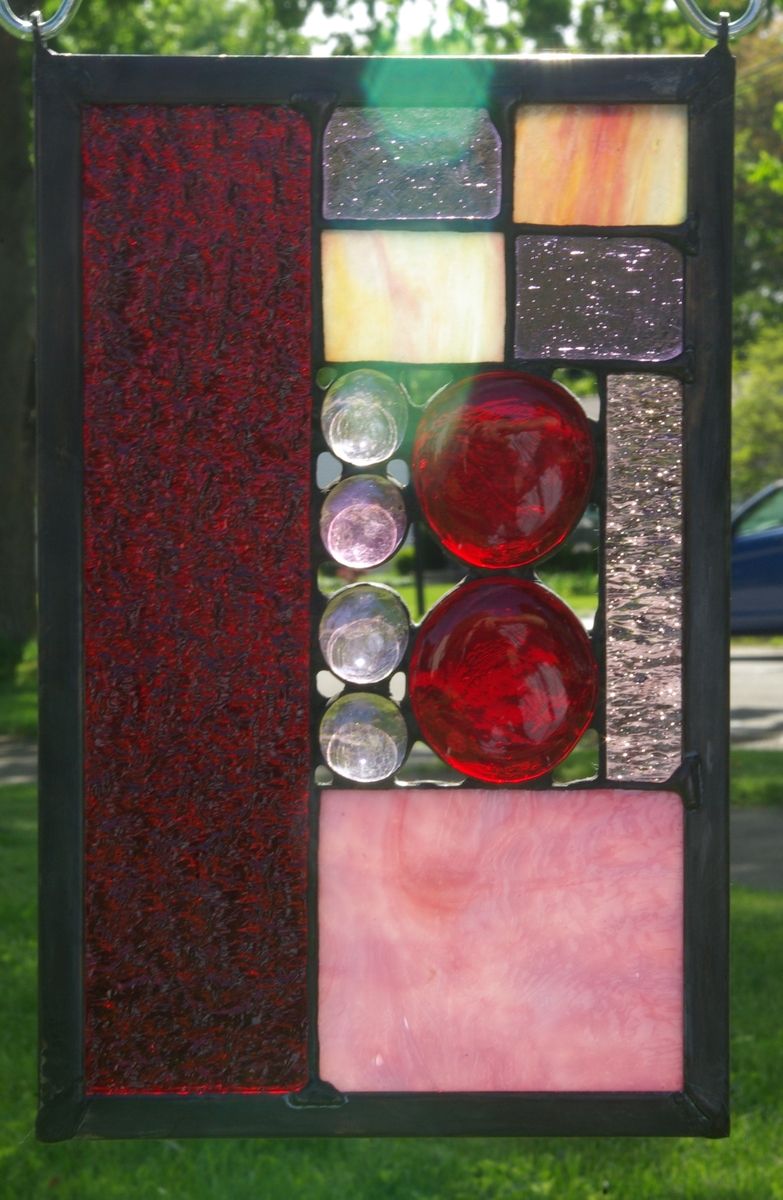 Handmade Geometric Mini Panels by Dancing Light Stained Glass Studio